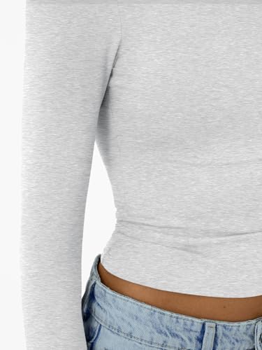 Trendy Queen Womens Long Sleeve T-Shirts Basic Crop Tops 2025 Fall Fashion Outfits Going Out Winter Clothes