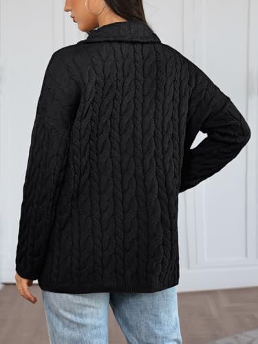 Trendy Queen Women's Oversized Cable Knit Quarter Zip Up Pullover Sweaters 2025