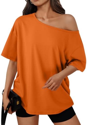 Trendy Queen Womens Off The Shoulder Tops Oversized T-Shirts Short Sleeve Tees Summer 2025 Casual Spring Fashion Clothes