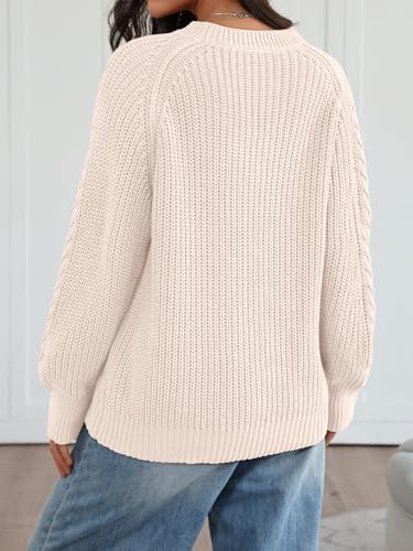 Trendy Queen Women's Oversized Cable Knit Crewneck Fall Pullover Sweaters