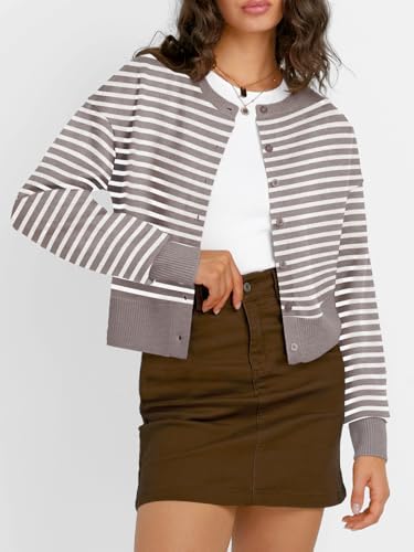 Trendy Queen Cropped Cardigan Sweaters for Women Lightweight Crop Knit Y2k Fall Outfits Fashion Clothes 2025