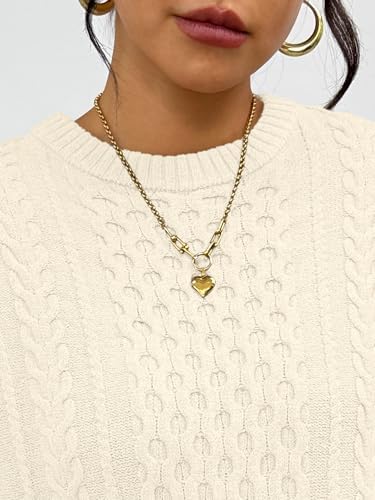 Trendy Queen Oversized Cable Knit Sweaters for Women Trendy 2025 Fall Fashion Outfits Pullover Crewneck Sweaters Tops