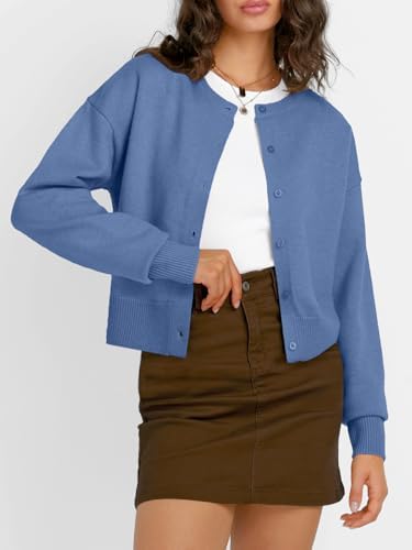 Trendy Queen Cropped Cardigan Sweaters for Women Lightweight Crop Knit Y2k Fall Outfits Fashion Clothes 2025