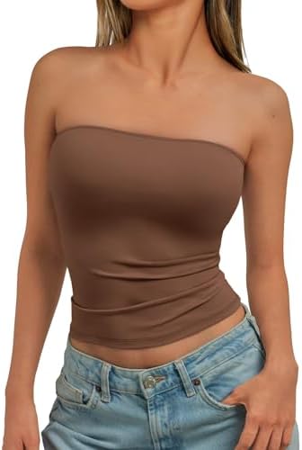 Trendy Queen Womens Strapless Tube Tops Basic Backless Sleeveless Bandeau Going Out Crop Tops Cute 2025 Summer Clothes
