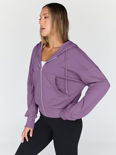 Trendy Queen Hoodies for Women Full Zip Up Cropped Sweatshirts Jackets Casual Comfy Gym Tops Fall Outfits Winter Clothes 2025