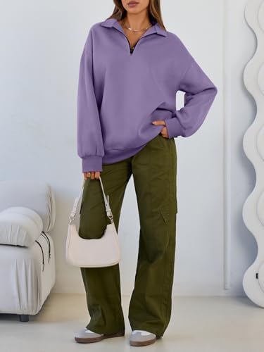 Trendy Queen Womens Oversized Sweatshirts Fall Sweaters Fashion Hoodies Half Zip Pullover Long Sleeve Shirts Clothes
