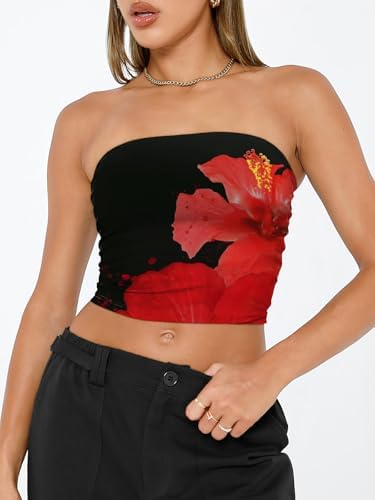 Trendy Queen Womens Tube Tops Strapless Crop Tops Basic Backless Sleeveless Bandeau Going Out Cute 2025 Summer Outfits
