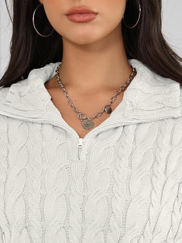 Trendy Queen Women's Oversized Cable Knit Quarter Zip Up Pullover Sweaters 2025