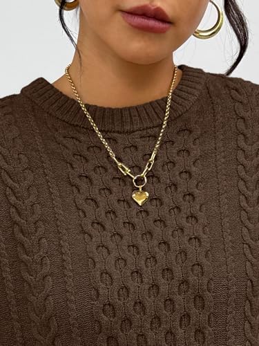 Trendy Queen Oversized Cable Knit Sweaters for Women Trendy 2025 Fall Fashion Outfits Pullover Crewneck Sweaters Tops