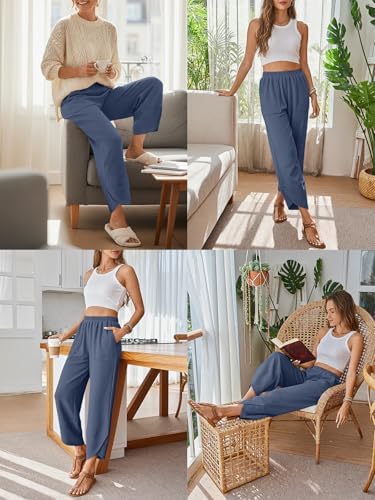 Trendy Queen Women's Wide Leg Pants Boho Summer Capri Palazzo Harem Casual Barrel Sweatpants Baggy Slacks with Pockets