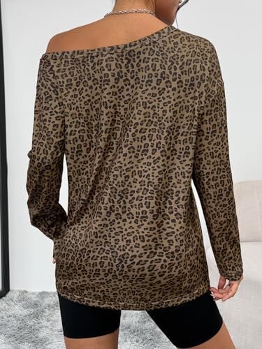 Trendy Queen Womens Off The Shoulder Tops Oversized Tshirts Long Sleeve 2025 Casual Basic Tees