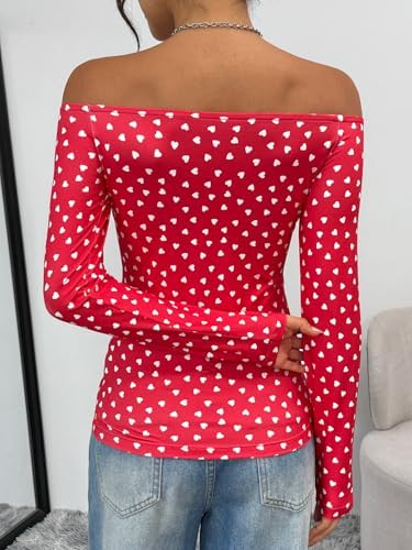 Trendy Queen Womens Long Sleeve Off The Shoulder Tops Going Out Cute Basic Y2K Fall Fashion 2025 Outfits Clothes