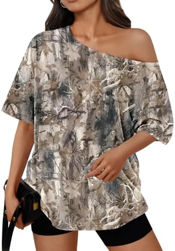 Trendy Queen Womens Off The Shoulder Tops Oversized T-Shirts Short Sleeve Tees Summer 2025 Casual Spring Fashion Clothes