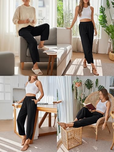 Trendy Queen Women's Wide Leg Pants Boho Summer Capri Palazzo Harem Casual Barrel Sweatpants Baggy Slacks with Pockets