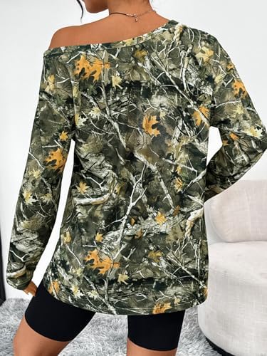 Trendy Queen Womens Off The Shoulder Tops Oversized Tshirts Long Sleeve 2025 Casual Basic Tees