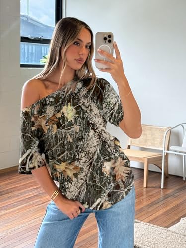 Trendy Queen Womens Off The Shoulder Tops Oversized T-Shirts Short Sleeve Tees Summer 2025 Casual Spring Fashion Clothes