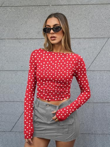 Trendy Queen Women's Boat Neck Tops Long Sleeve Shirts Casual Fitted Tee Shirts Solid Color Fall Basic Clothes 2025