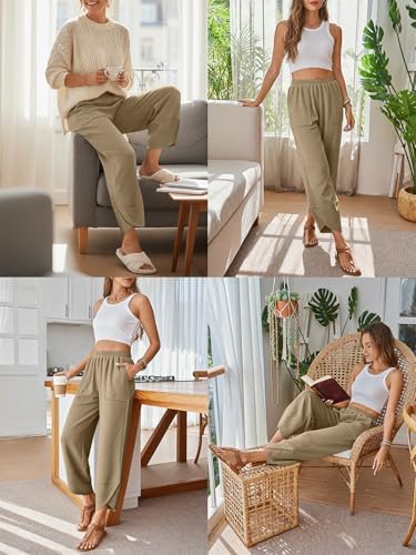 Trendy Queen Women's Wide Leg Pants Boho Summer Capri Palazzo Harem Casual Barrel Sweatpants Baggy Slacks with Pockets
