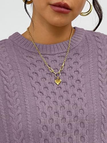 Trendy Queen Oversized Cable Knit Sweaters for Women Trendy 2025 Fall Fashion Outfits Pullover Crewneck Sweaters Tops