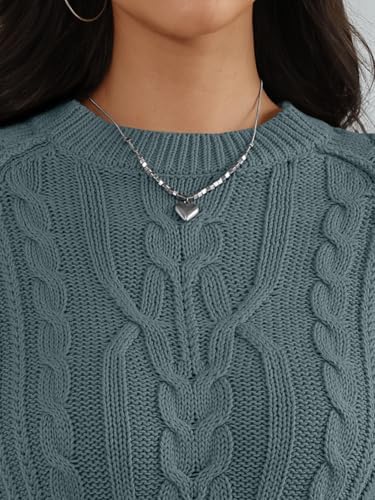 Trendy Queen Women's Oversized Cable Knit Crewneck Fall Pullover Sweaters