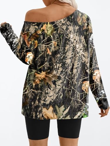 Trendy Queen Womens Off The Shoulder Tops Oversized Tshirts Long Sleeve 2025 Casual Basic Tees