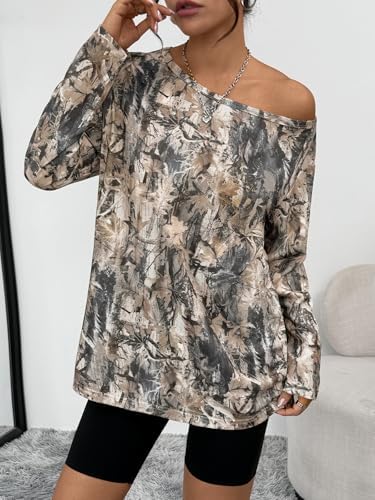 Trendy Queen Womens Off The Shoulder Tops Oversized Tshirts Long Sleeve 2025 Casual Basic Tees