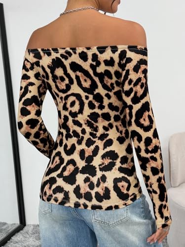 Trendy Queen Womens Long Sleeve Off The Shoulder Tops Going Out Cute Basic Y2K Fall Fashion 2025 Outfits Clothes