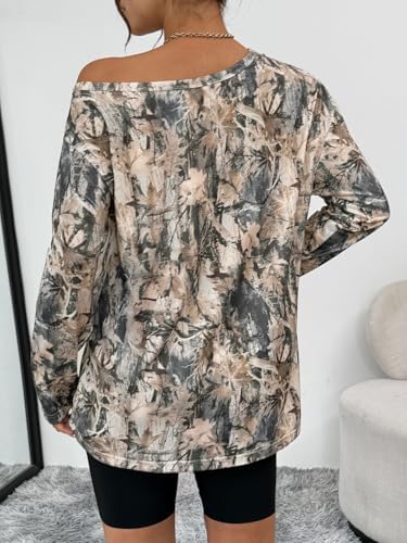 Trendy Queen Womens Off The Shoulder Tops Oversized Tshirts Long Sleeve 2025 Casual Basic Tees