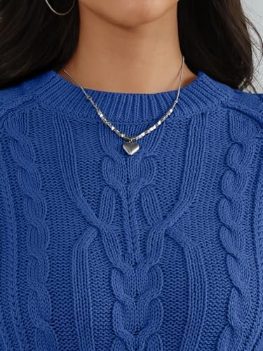 Trendy Queen Women's Oversized Cable Knit Crewneck Fall Pullover Sweaters