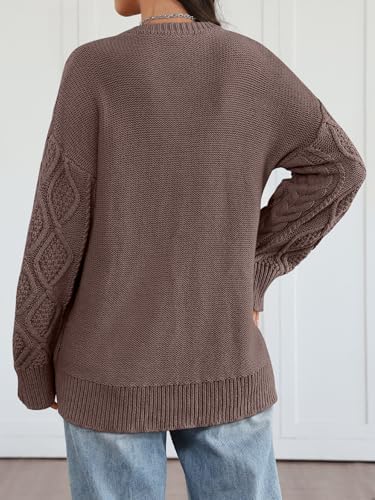 Trendy Queen Women's Oversized Cable Knit Crewneck Sweaters Cozy Winter Clothes