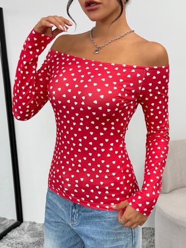 Trendy Queen Womens Long Sleeve Off The Shoulder Tops Going Out Cute Basic Y2K Fall Fashion 2025 Outfits Clothes